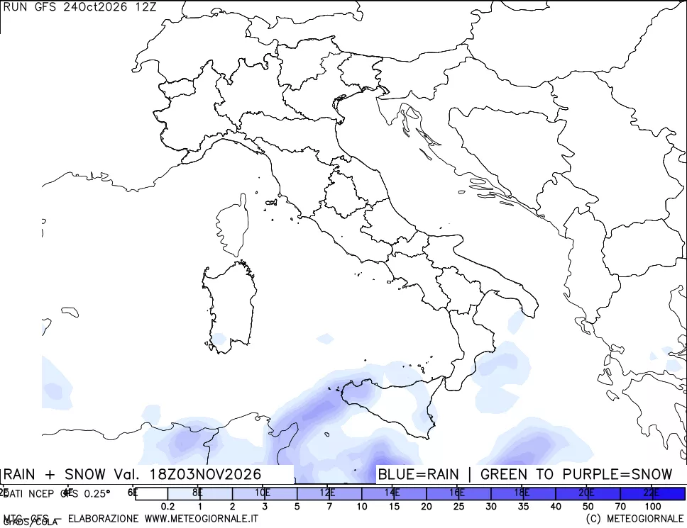 mappa Precipitazioni totali e nevose