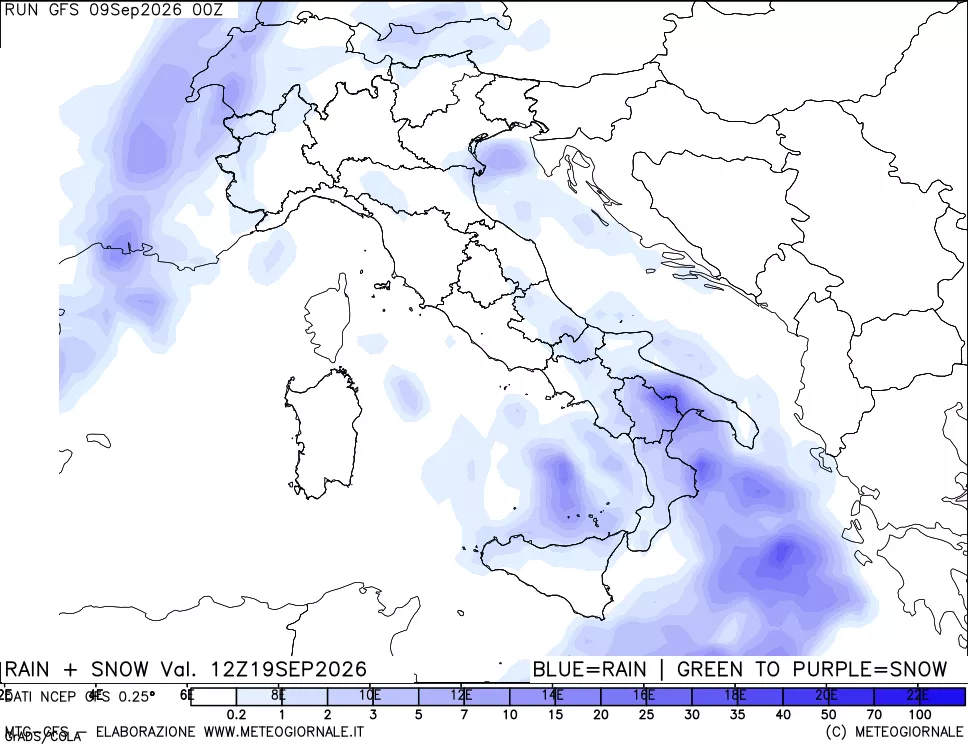 mappa Precipitazioni totali e nevose