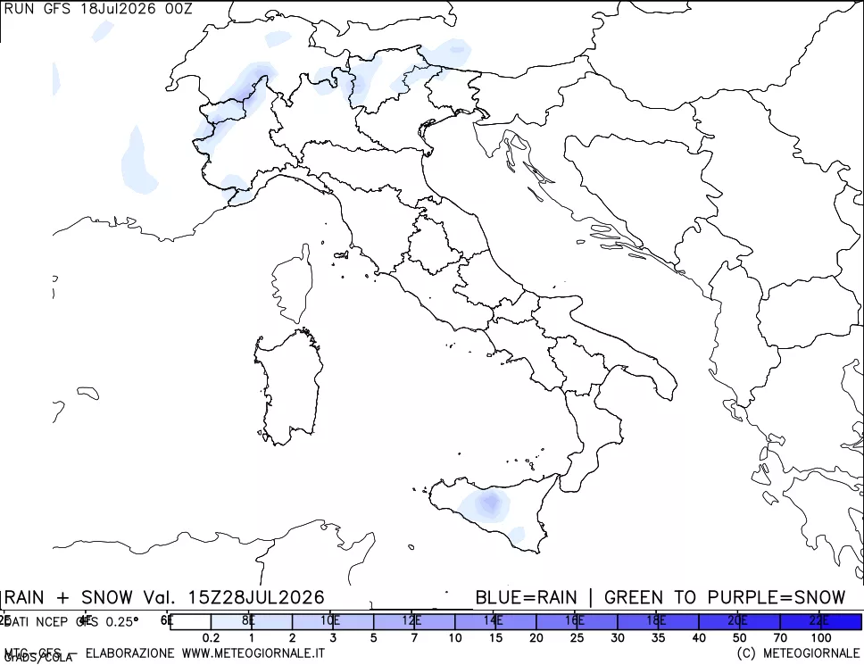 mappa Precipitazioni totali e nevose