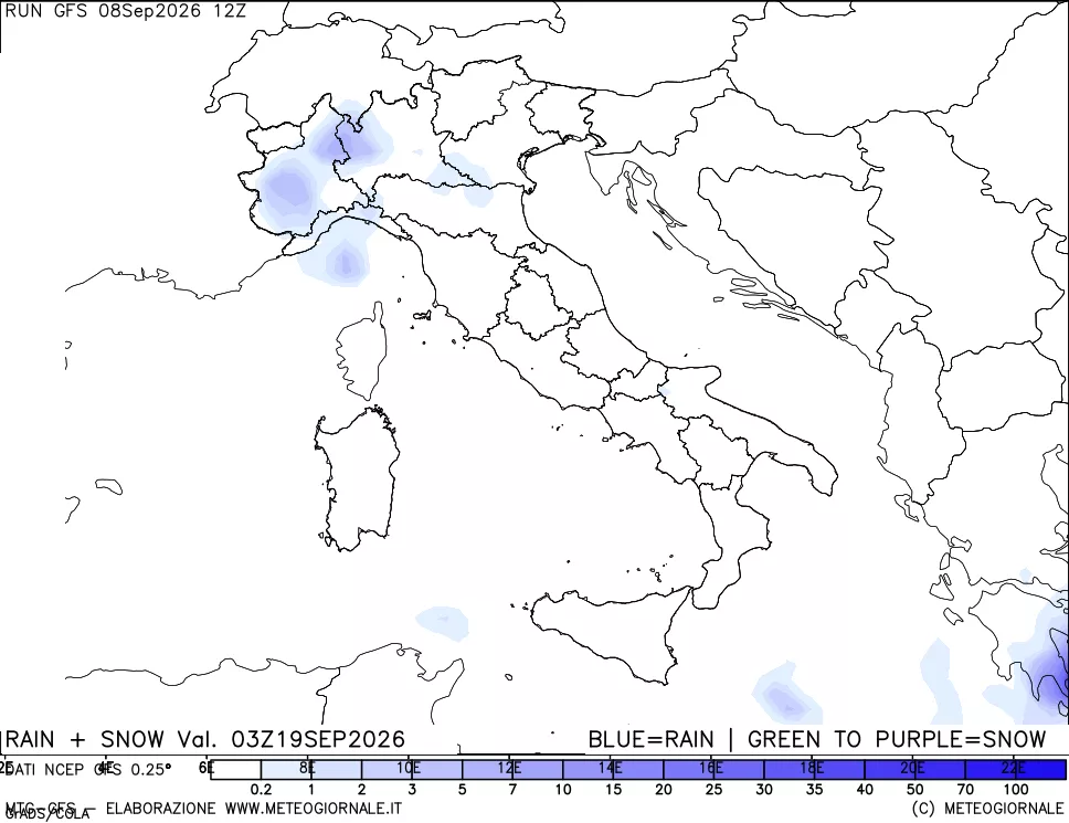 mappa Precipitazioni totali e nevose