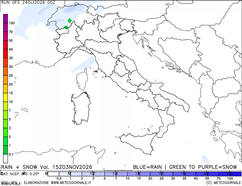 mappa Precipitazioni totali e nevose