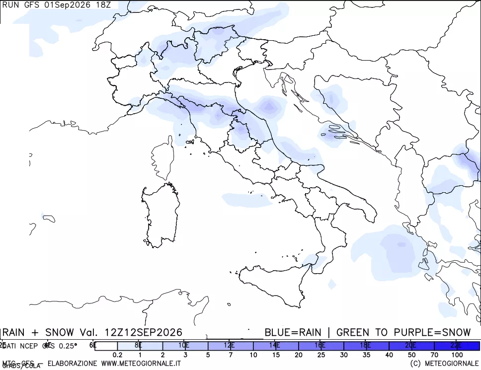 mappa Precipitazioni totali e nevose