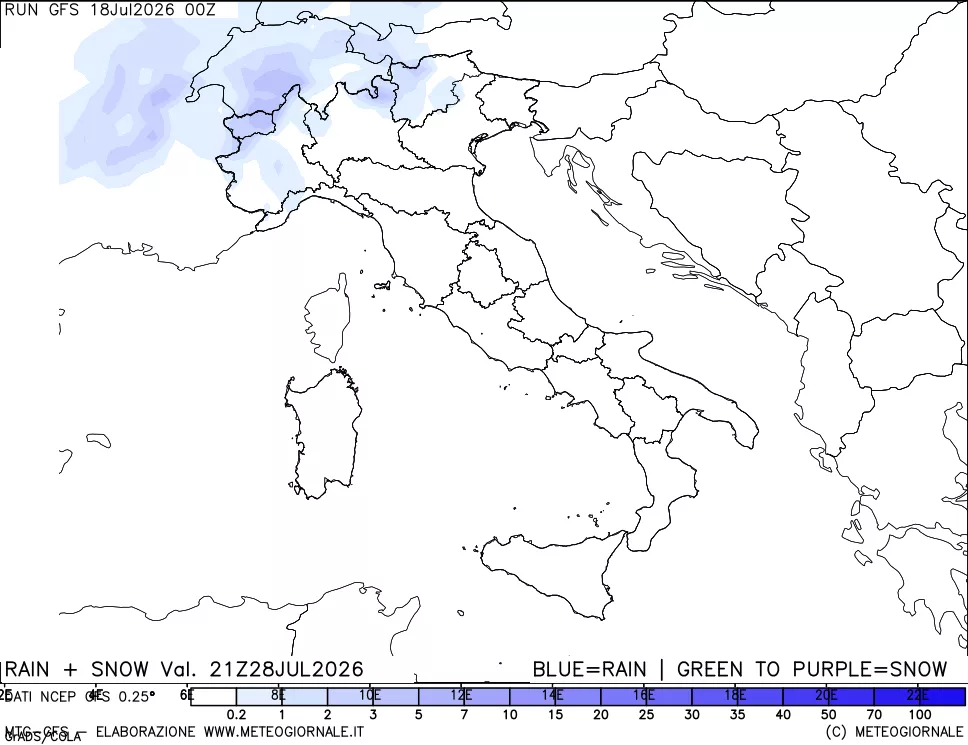 mappa Precipitazioni totali e nevose