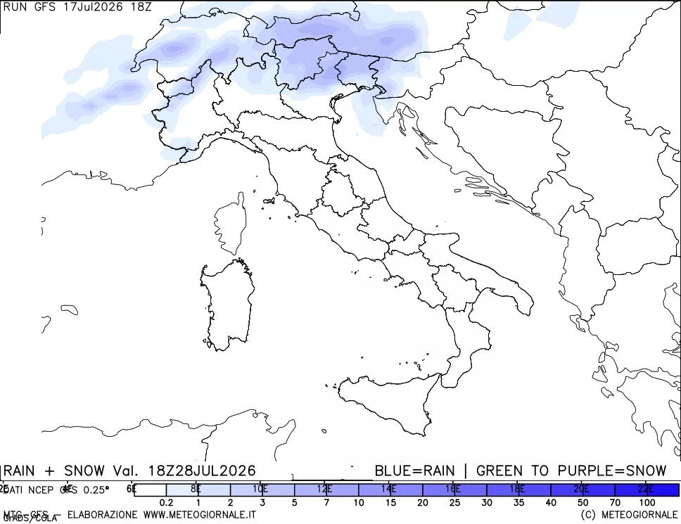mappa Precipitazioni totali e nevose