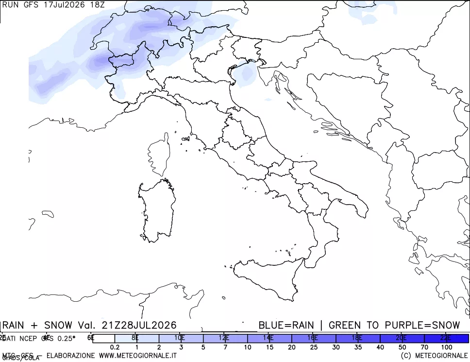 mappa Precipitazioni totali e nevose