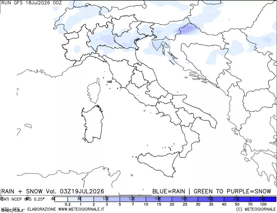 mappa Precipitazioni totali e nevose