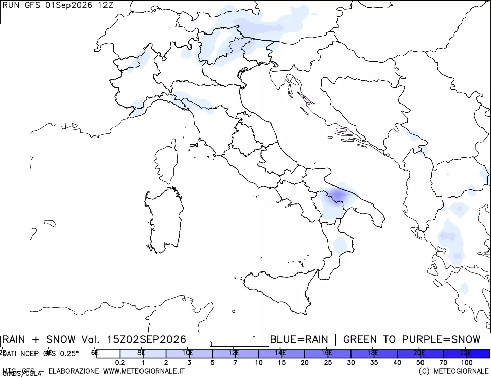 mappa Precipitazioni totali e nevose