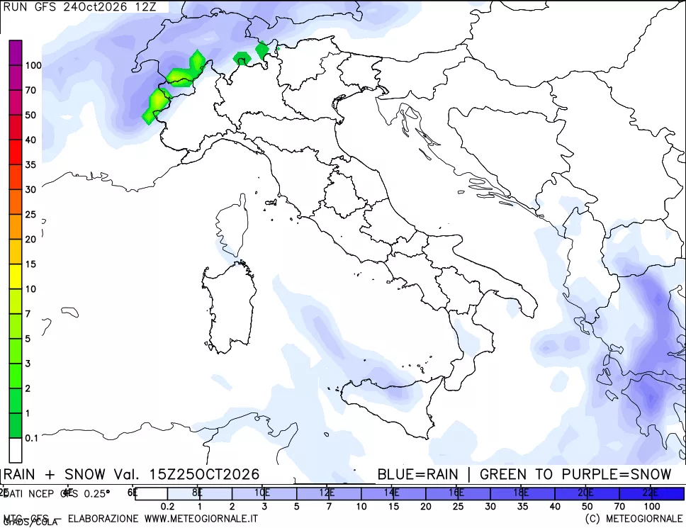 mappa Precipitazioni totali e nevose