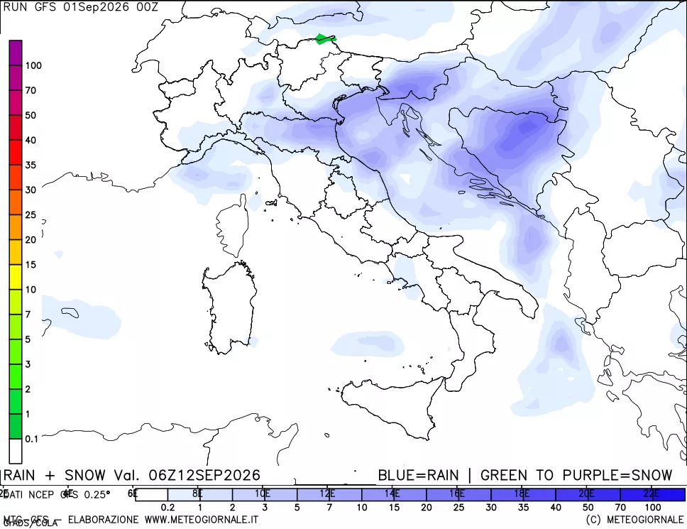 mappa Precipitazioni totali e nevose