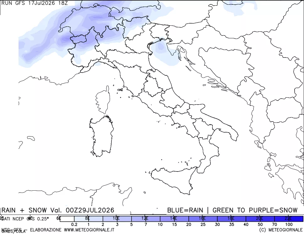 mappa Precipitazioni totali e nevose