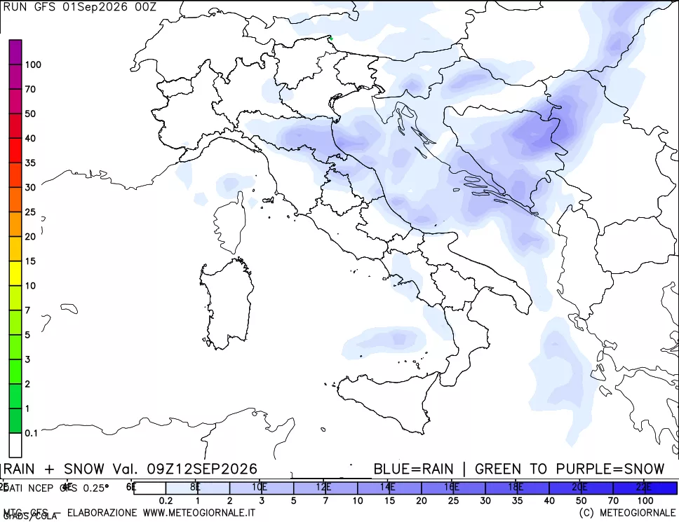 mappa Precipitazioni totali e nevose