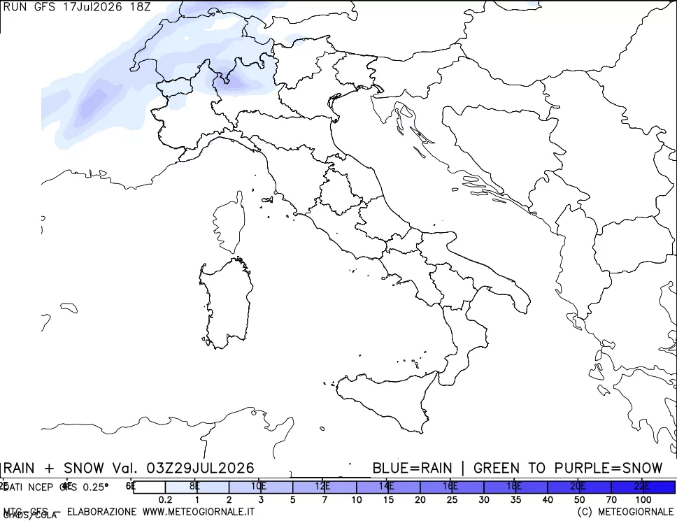 mappa Precipitazioni totali e nevose