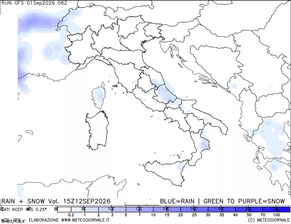 mappa Precipitazioni totali e nevose