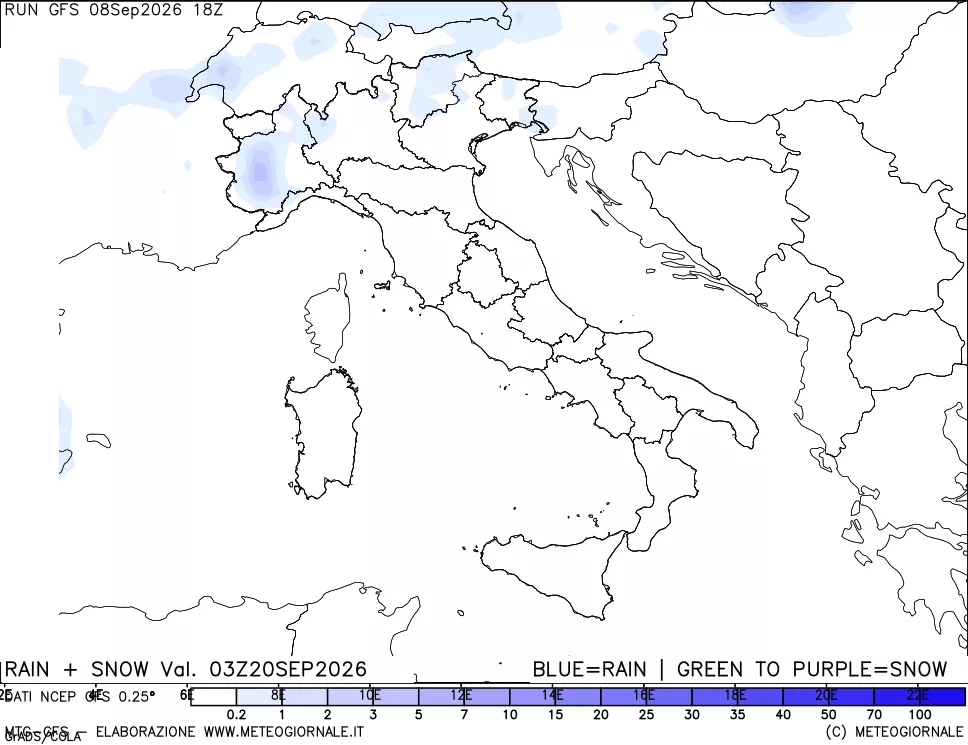 mappa Precipitazioni totali e nevose