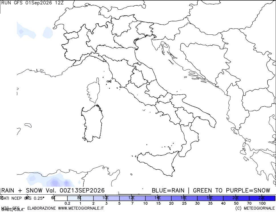 mappa Precipitazioni totali e nevose