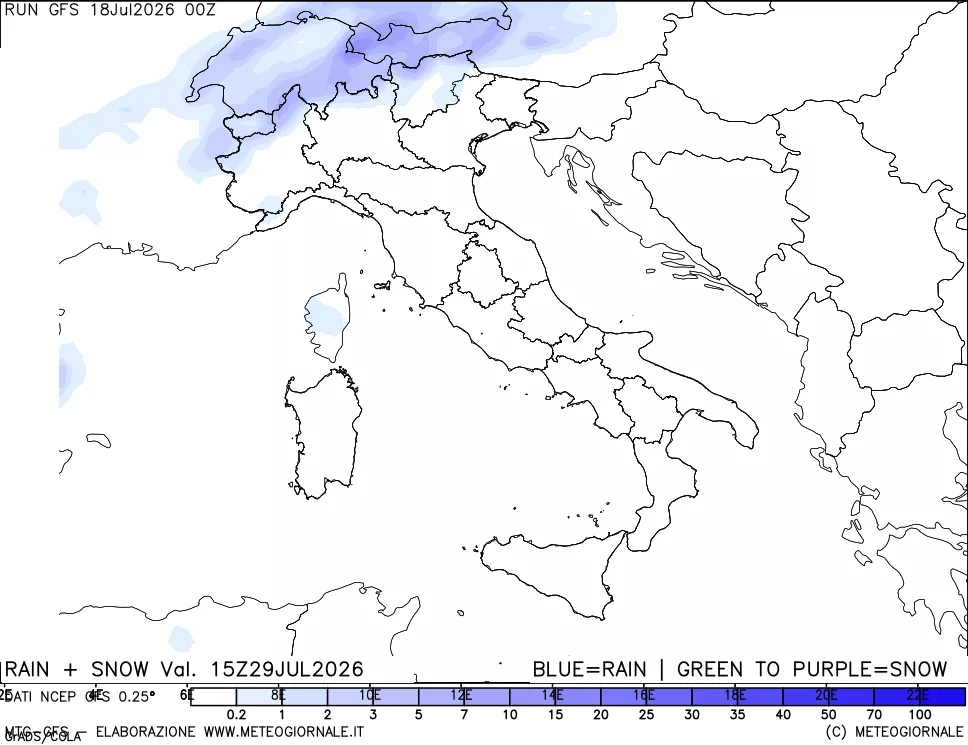 mappa Precipitazioni totali e nevose