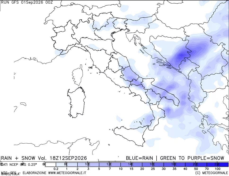 mappa Precipitazioni totali e nevose