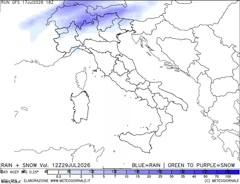mappa Precipitazioni totali e nevose