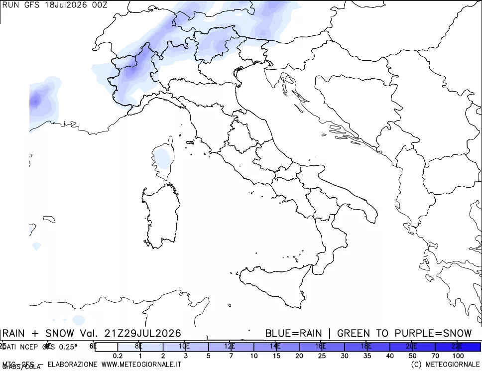 mappa Precipitazioni totali e nevose