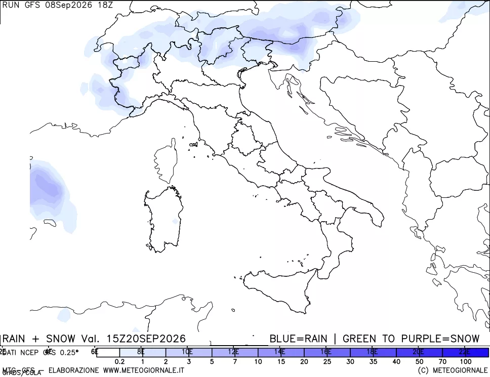 mappa Precipitazioni totali e nevose