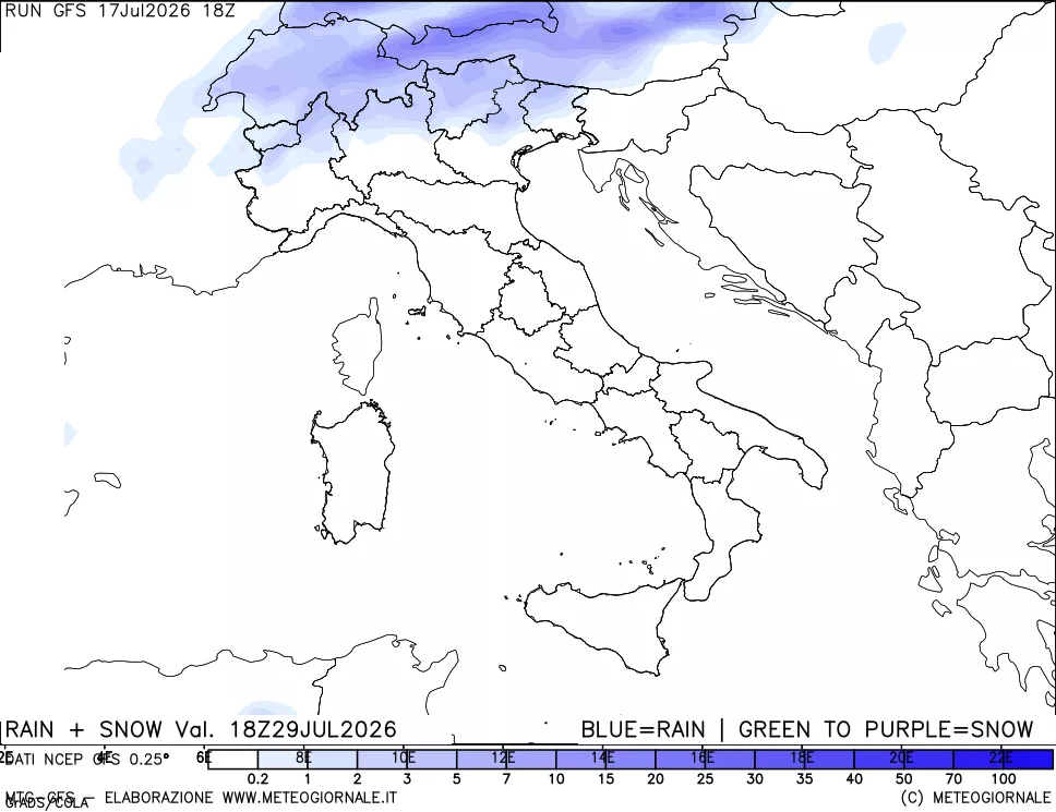 mappa Precipitazioni totali e nevose