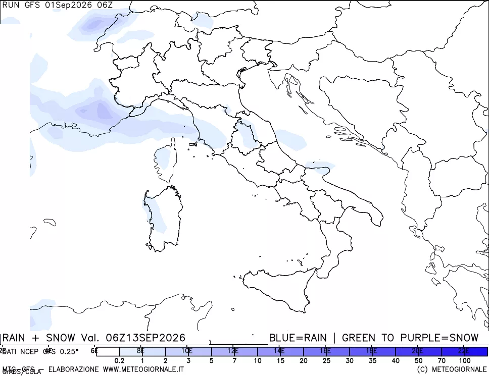 mappa Precipitazioni totali e nevose