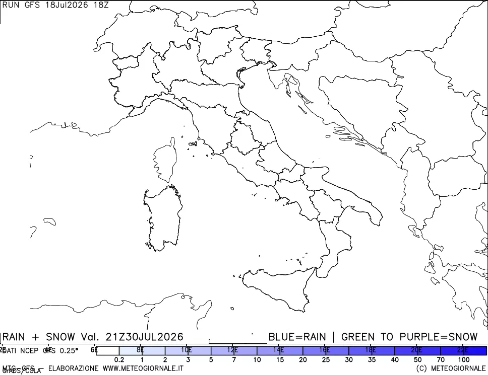 mappa Precipitazioni totali e nevose