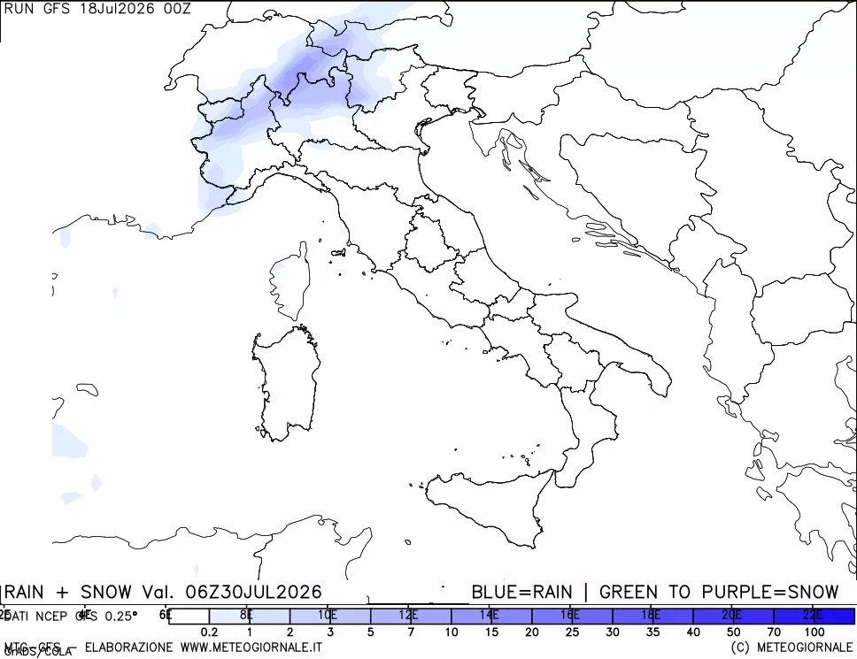 mappa Precipitazioni totali e nevose