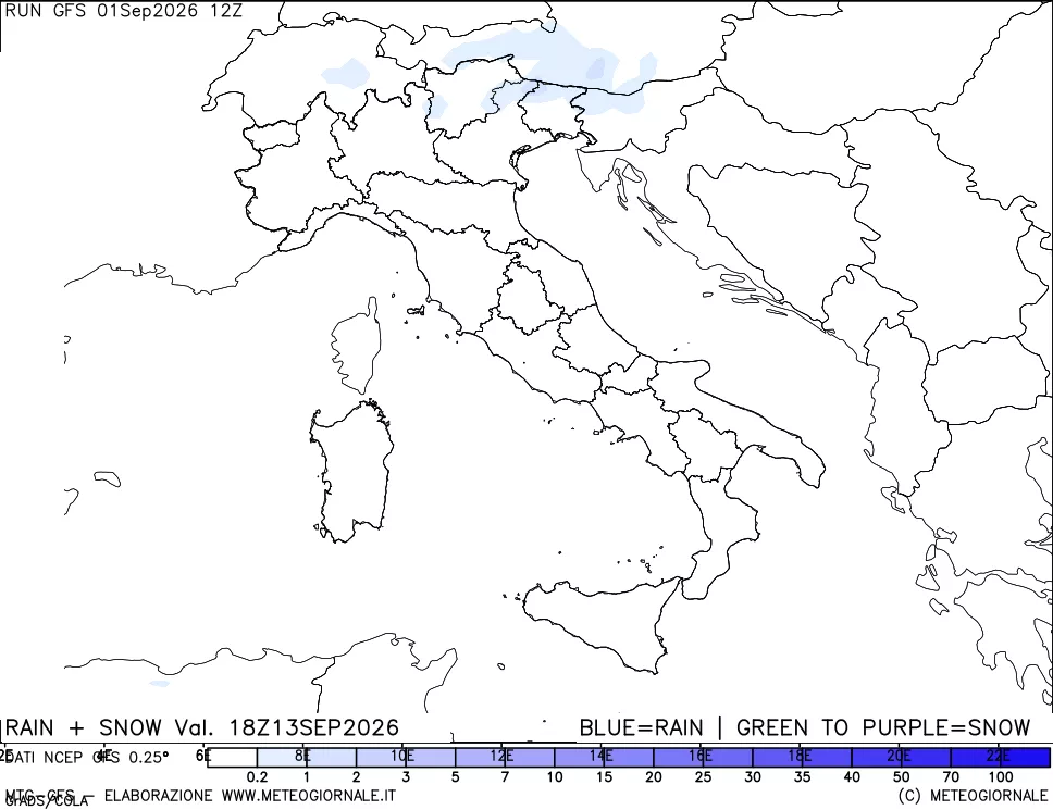 mappa Precipitazioni totali e nevose