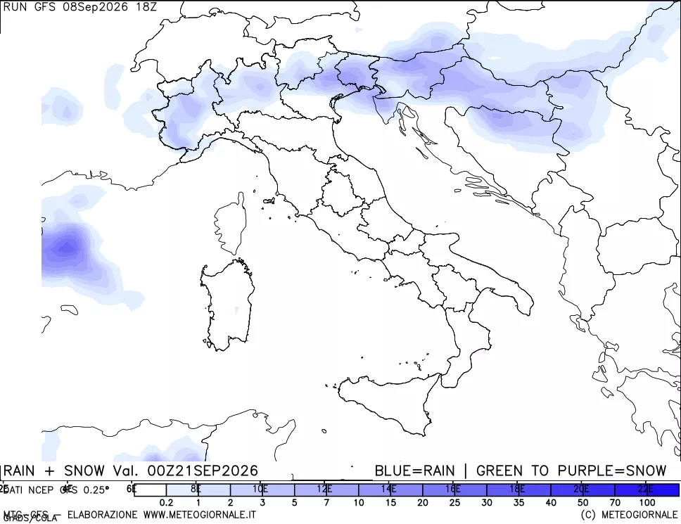 mappa Precipitazioni totali e nevose