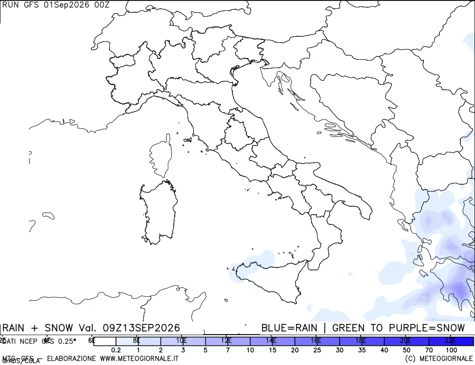 mappa Precipitazioni totali e nevose
