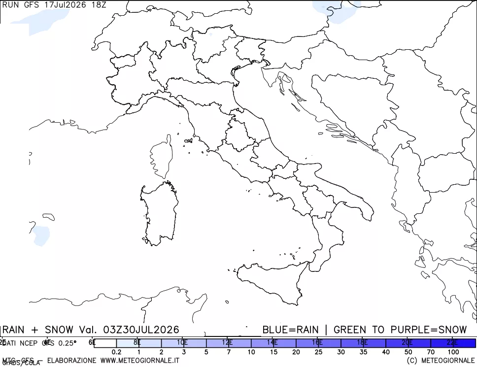 mappa Precipitazioni totali e nevose