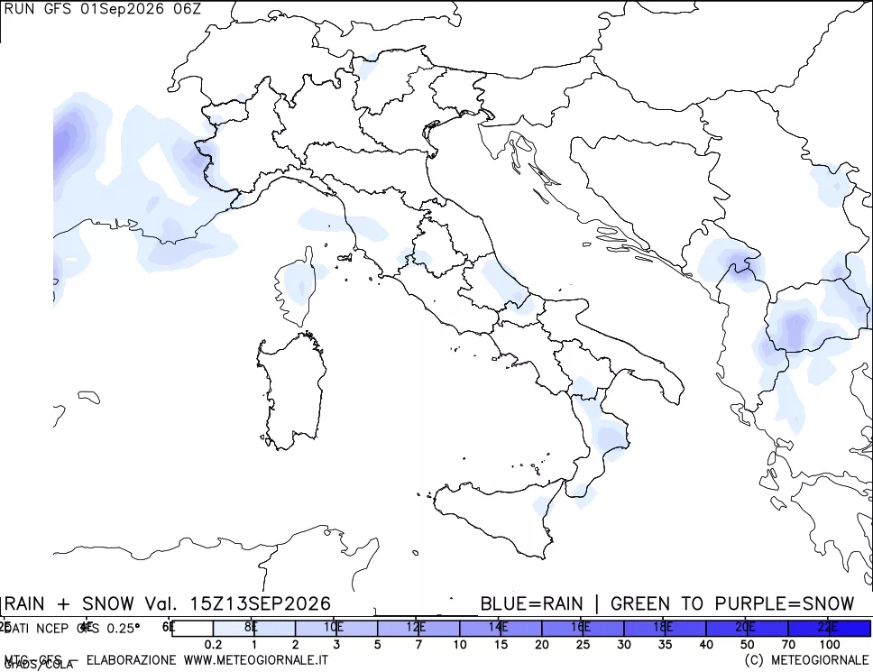 mappa Precipitazioni totali e nevose