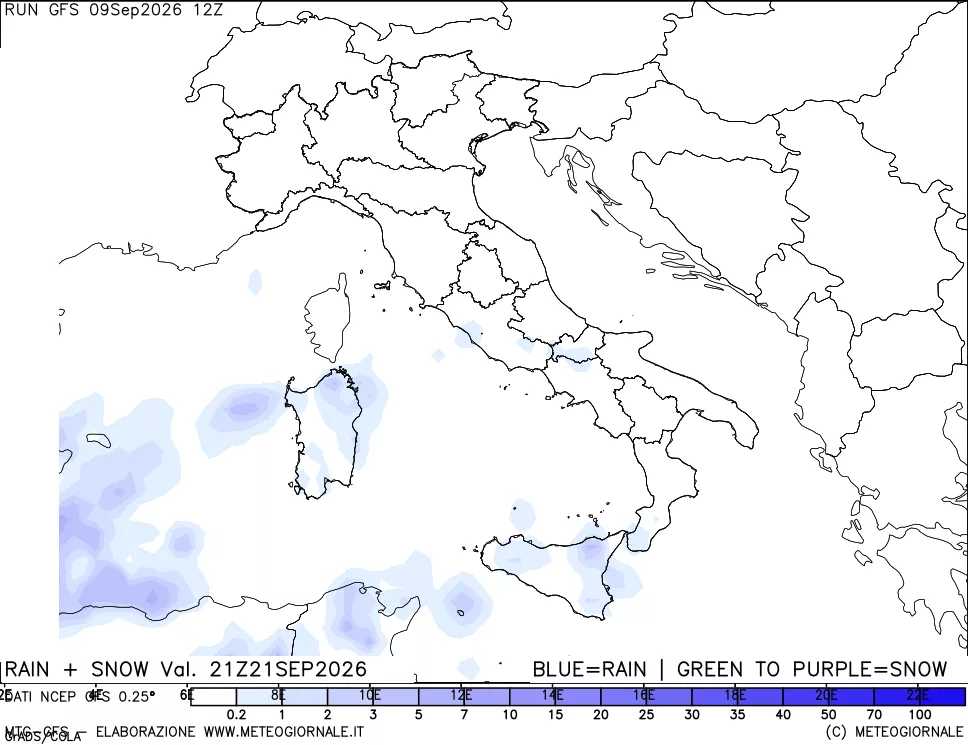 mappa Precipitazioni totali e nevose