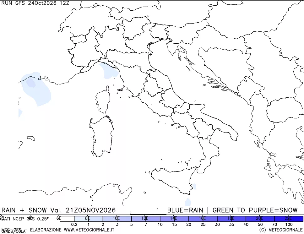 mappa Precipitazioni totali e nevose