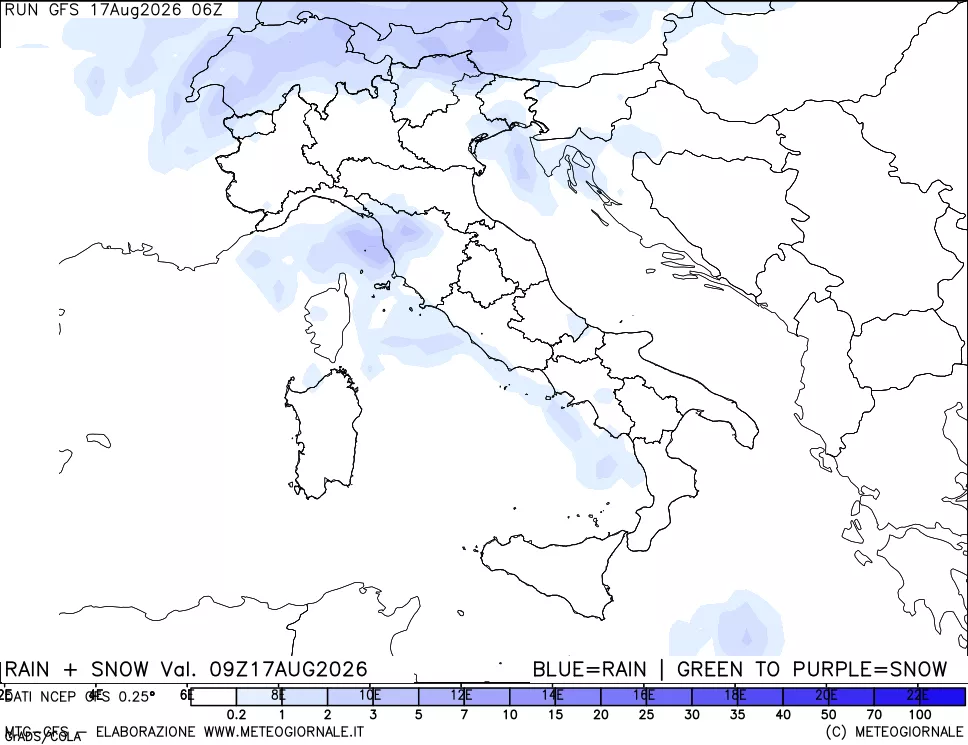 mappa Precipitazioni totali e nevose
