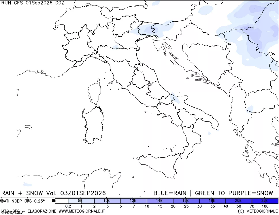 mappa Precipitazioni totali e nevose