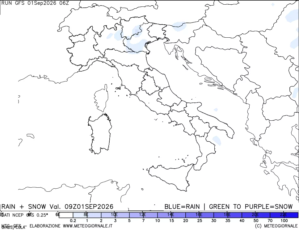 mappa Precipitazioni totali e nevose