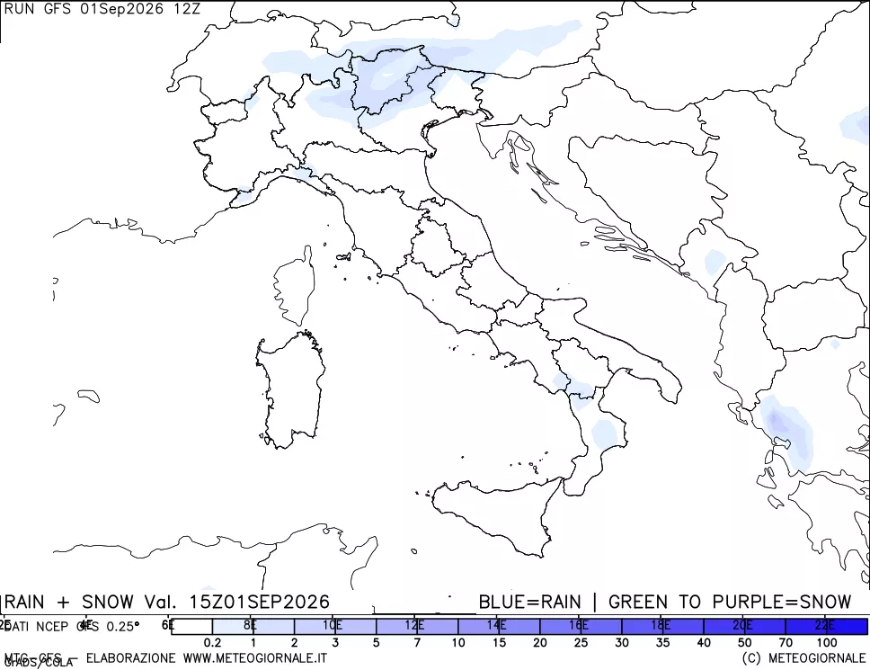 mappa Precipitazioni totali e nevose