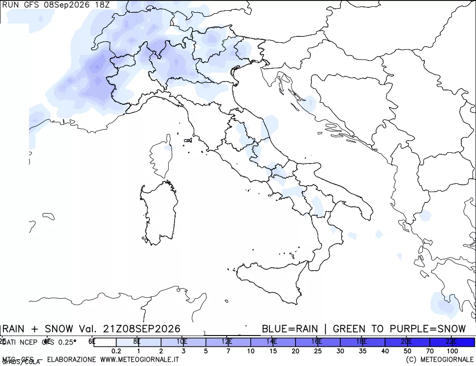 mappa Precipitazioni totali e nevose