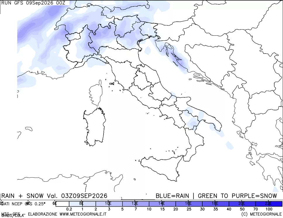 mappa Precipitazioni totali e nevose