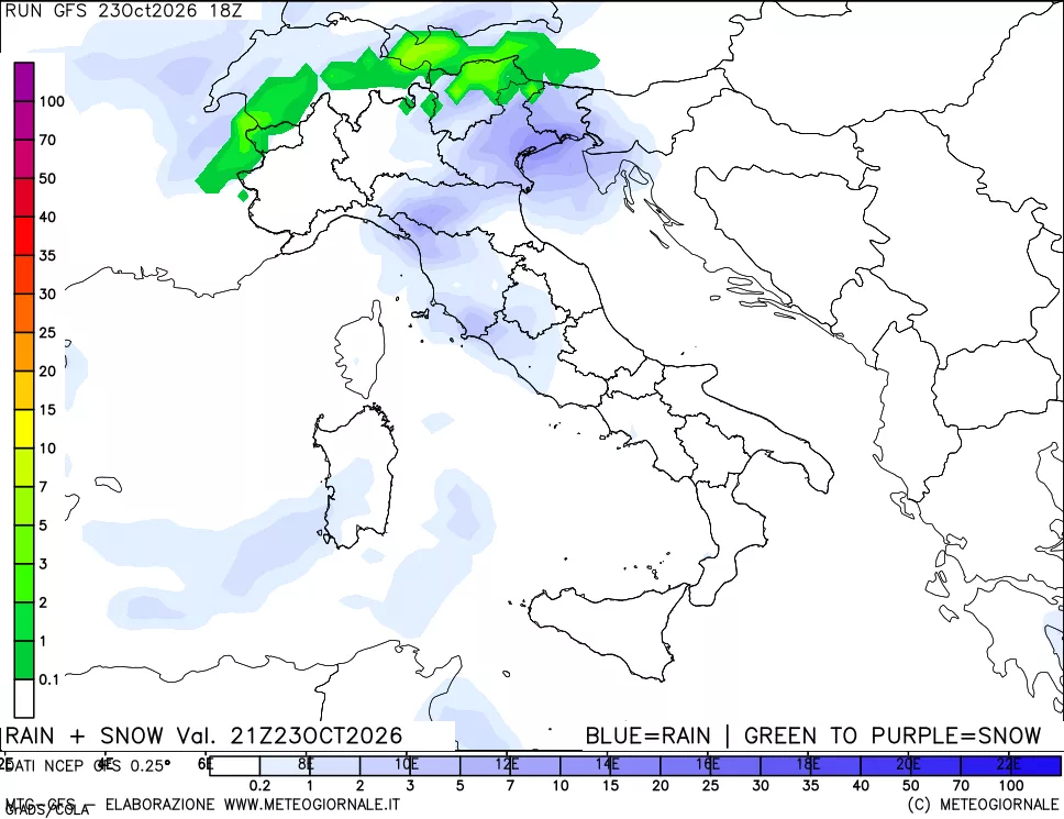 mappa Precipitazioni totali e nevose