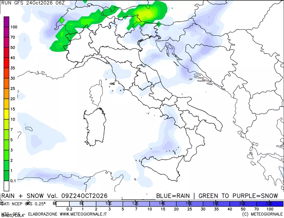 mappa Precipitazioni totali e nevose
