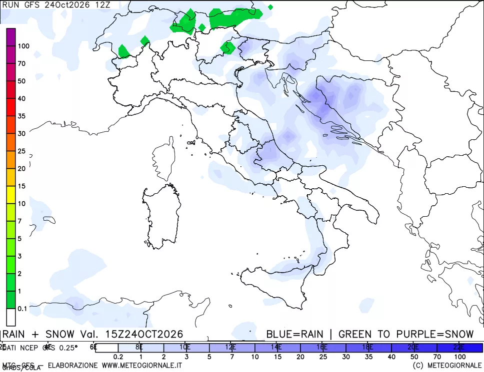 mappa Precipitazioni totali e nevose