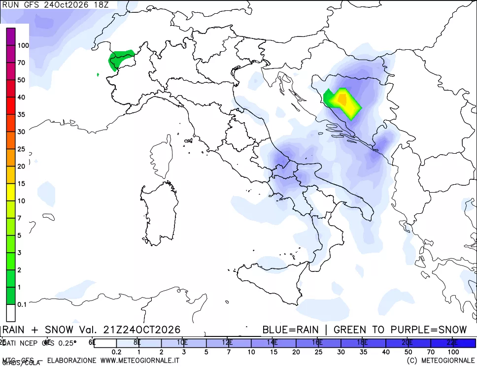mappa Precipitazioni totali e nevose