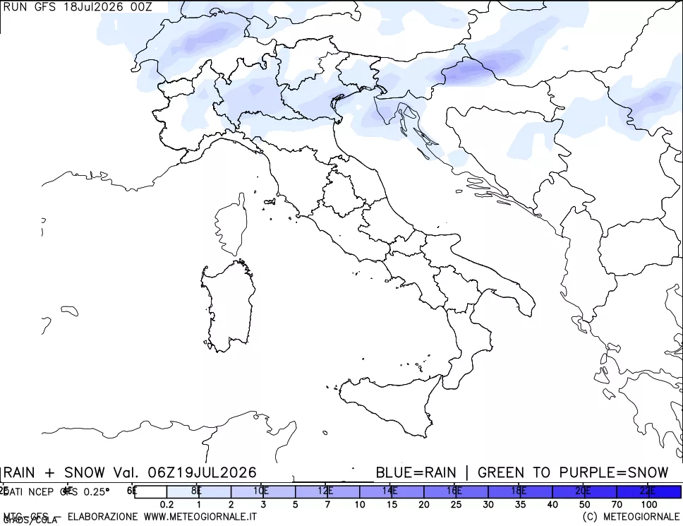 mappa Precipitazioni totali e nevose