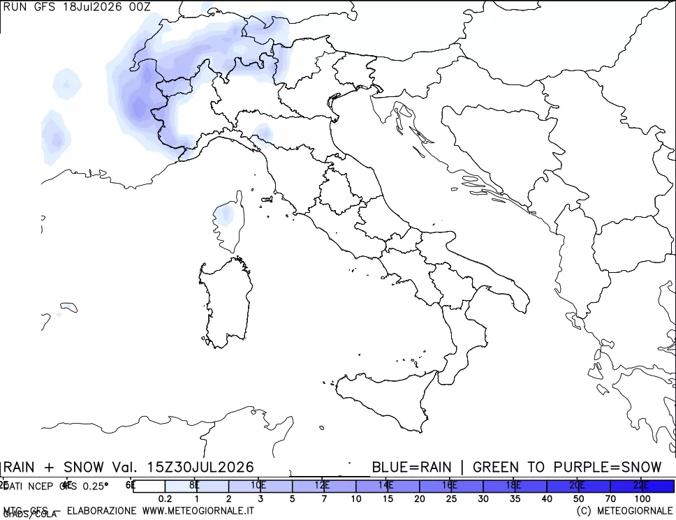 mappa Precipitazioni totali e nevose