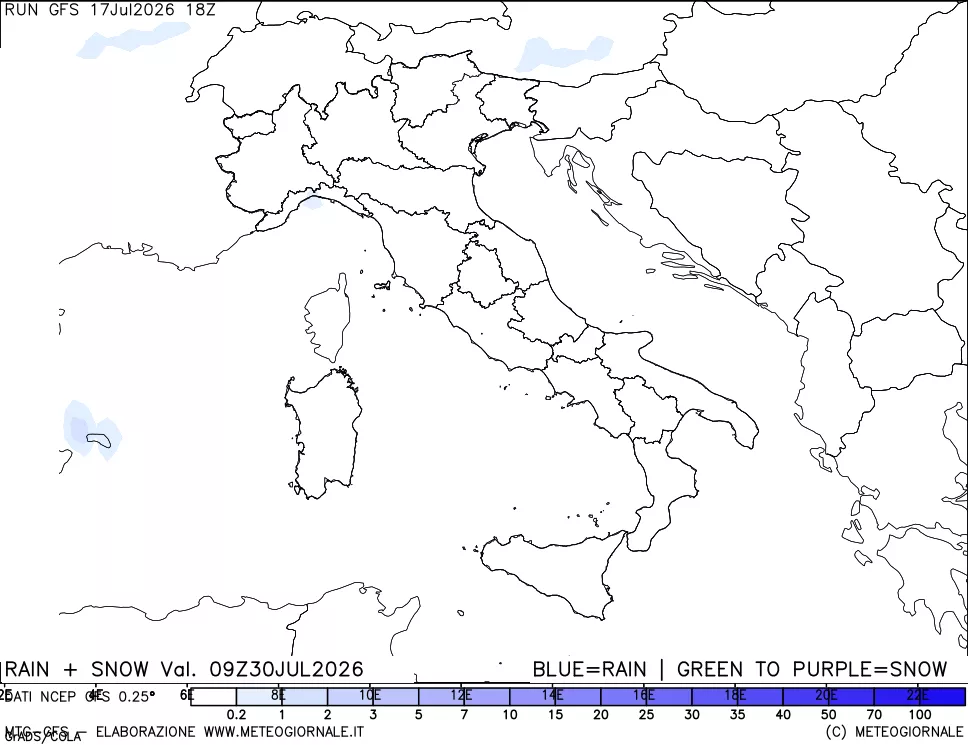mappa Precipitazioni totali e nevose