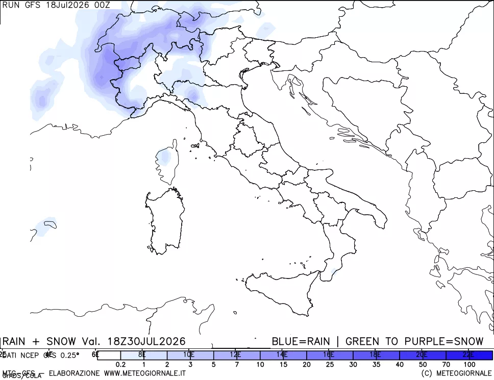 mappa Precipitazioni totali e nevose