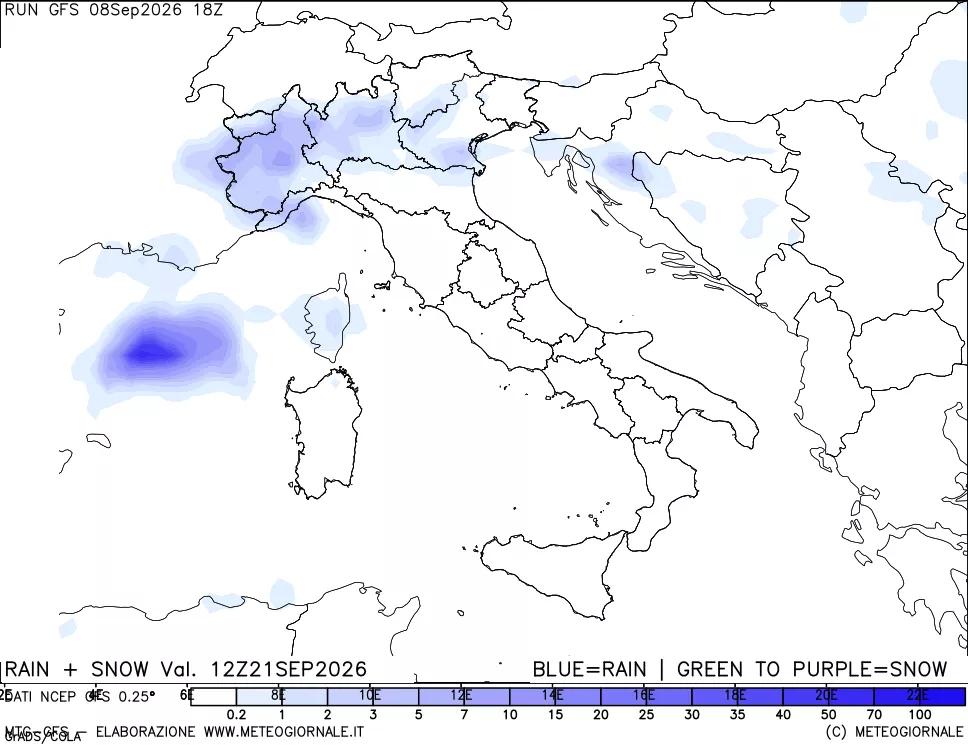 mappa Precipitazioni totali e nevose